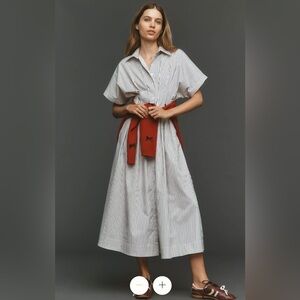 Anthropologie Striped White and Red Dress